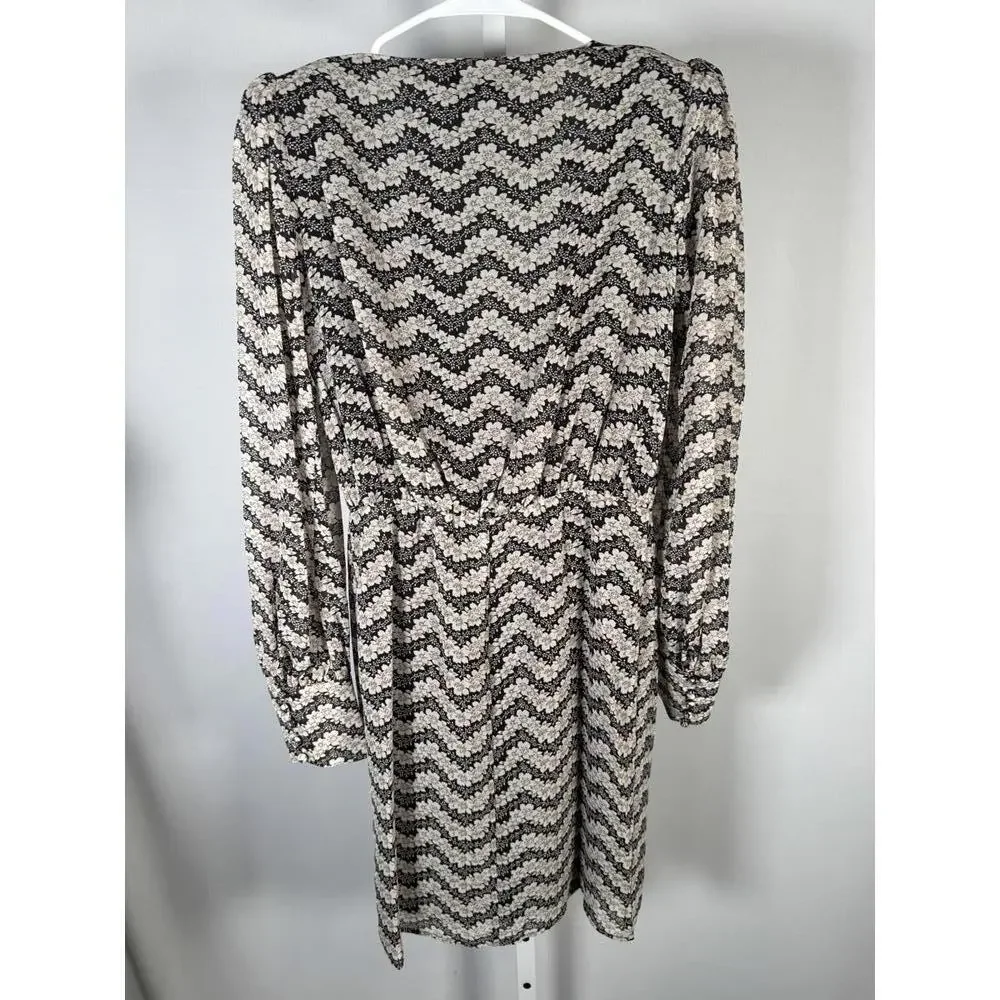 NWT The Kooples Jasmine Print Silk Wrap Dress Black Beige Floral Size 1 US XS-S - Picture 4 of 8